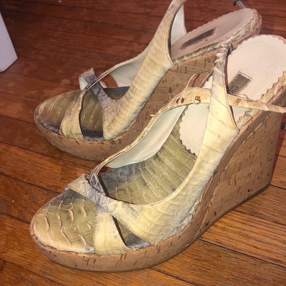 Green Snakeskin Prada Wedges